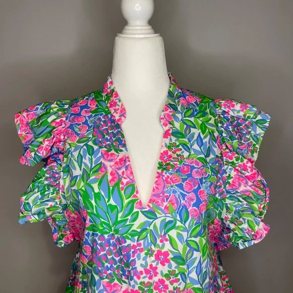 Lilly Pulitzer Pink and Green Floral Midi Dress - Picture 3 of 8